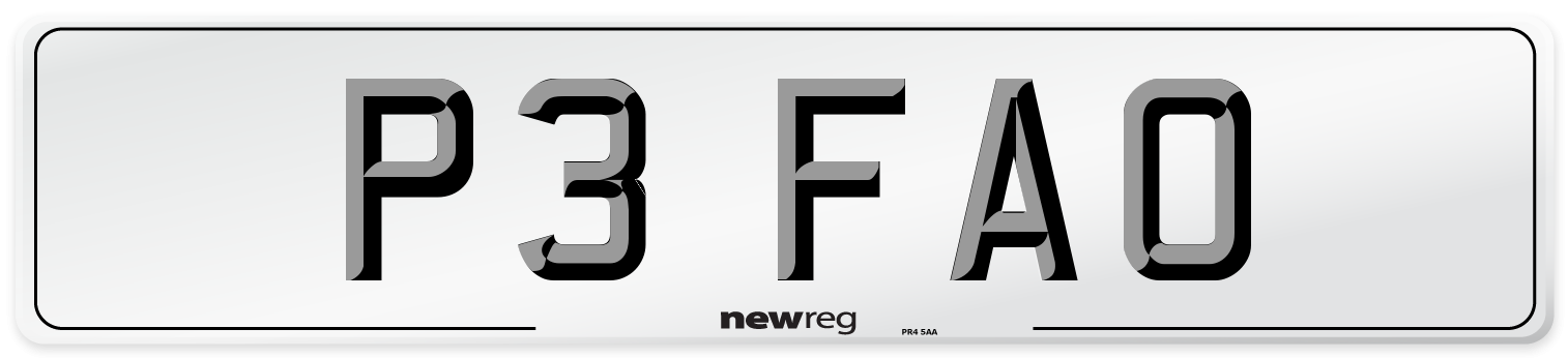 P3 FAO Number Plate from New Reg
